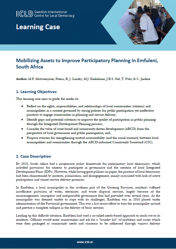 Mobilising Assets to Improve Participatory Planning in Local Governance in South Africa
