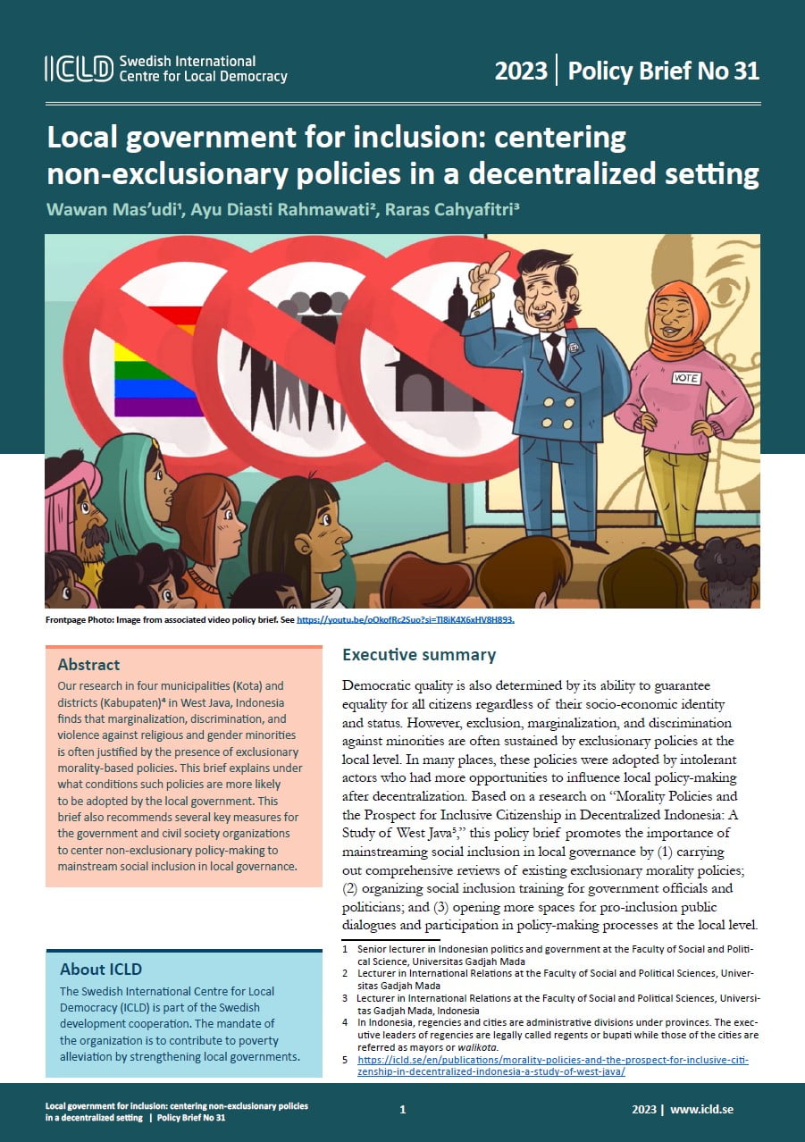 Local government for inclusion: centering non-exclusionary policies in a decentralized setting