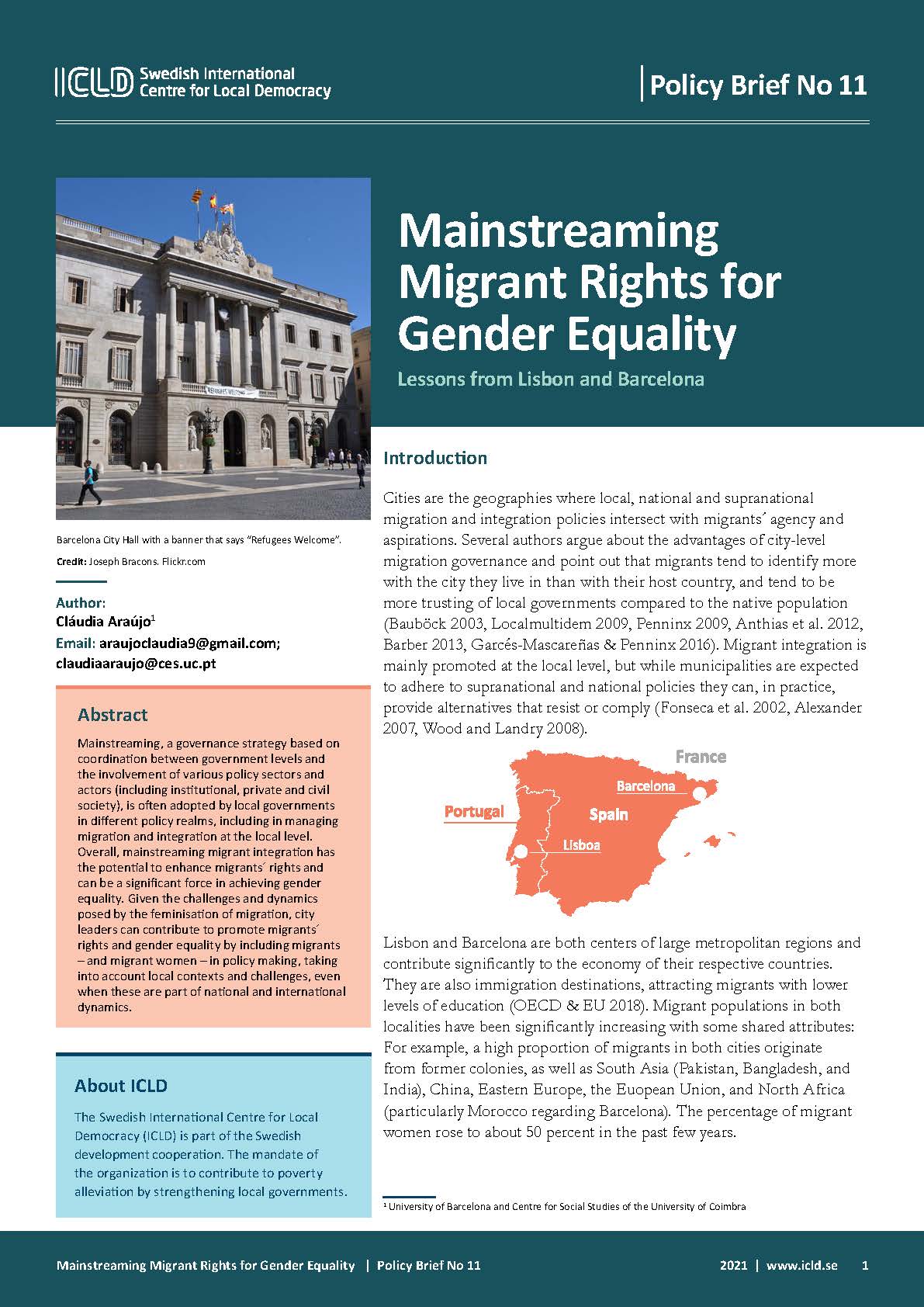 Mainstreaming Migrant Rights for Gender Equality: Lessons from Lisbon and Barcelona
