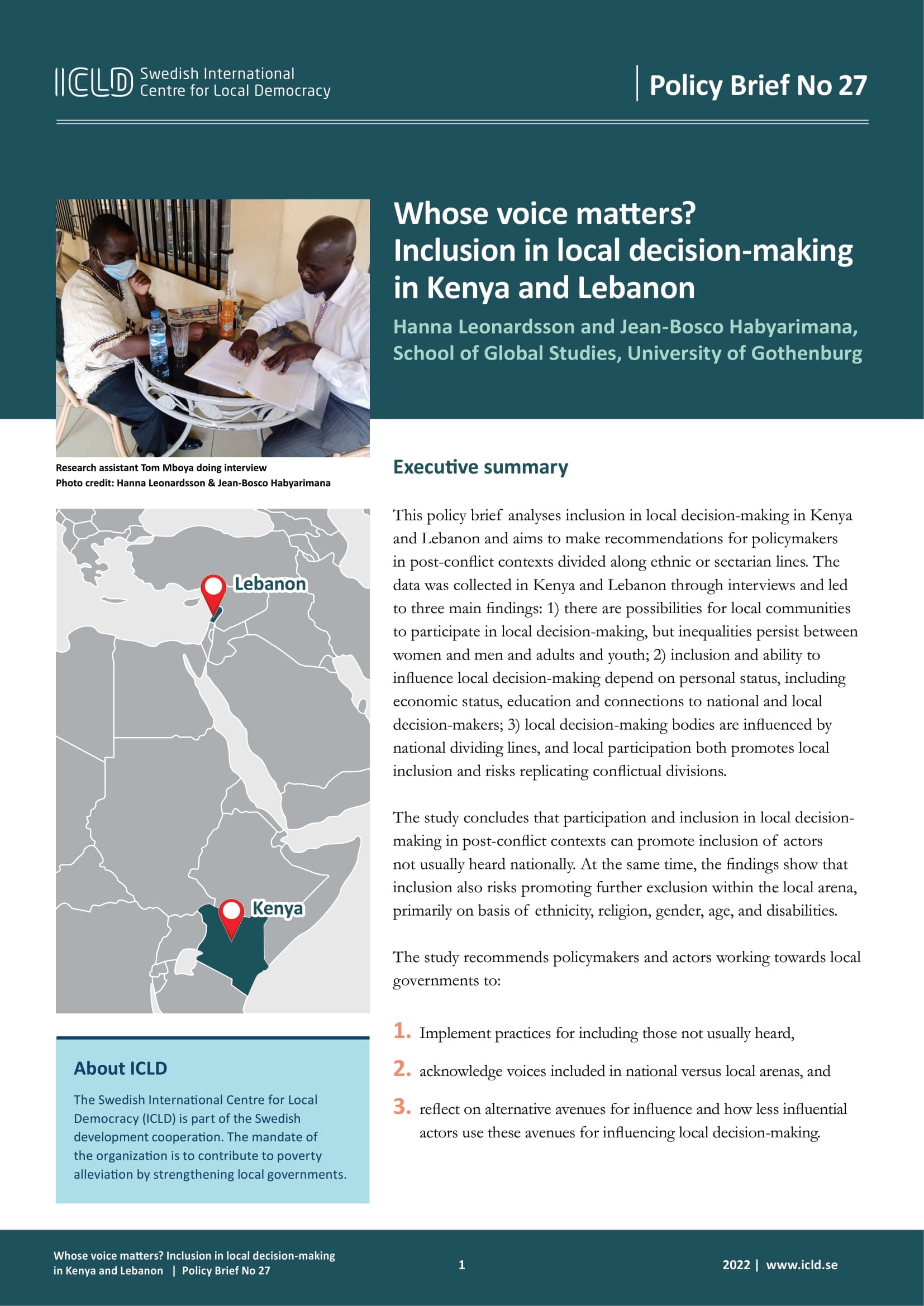 Whose voice matters? Inclusion in local decision-making in Kenya and Lebanon