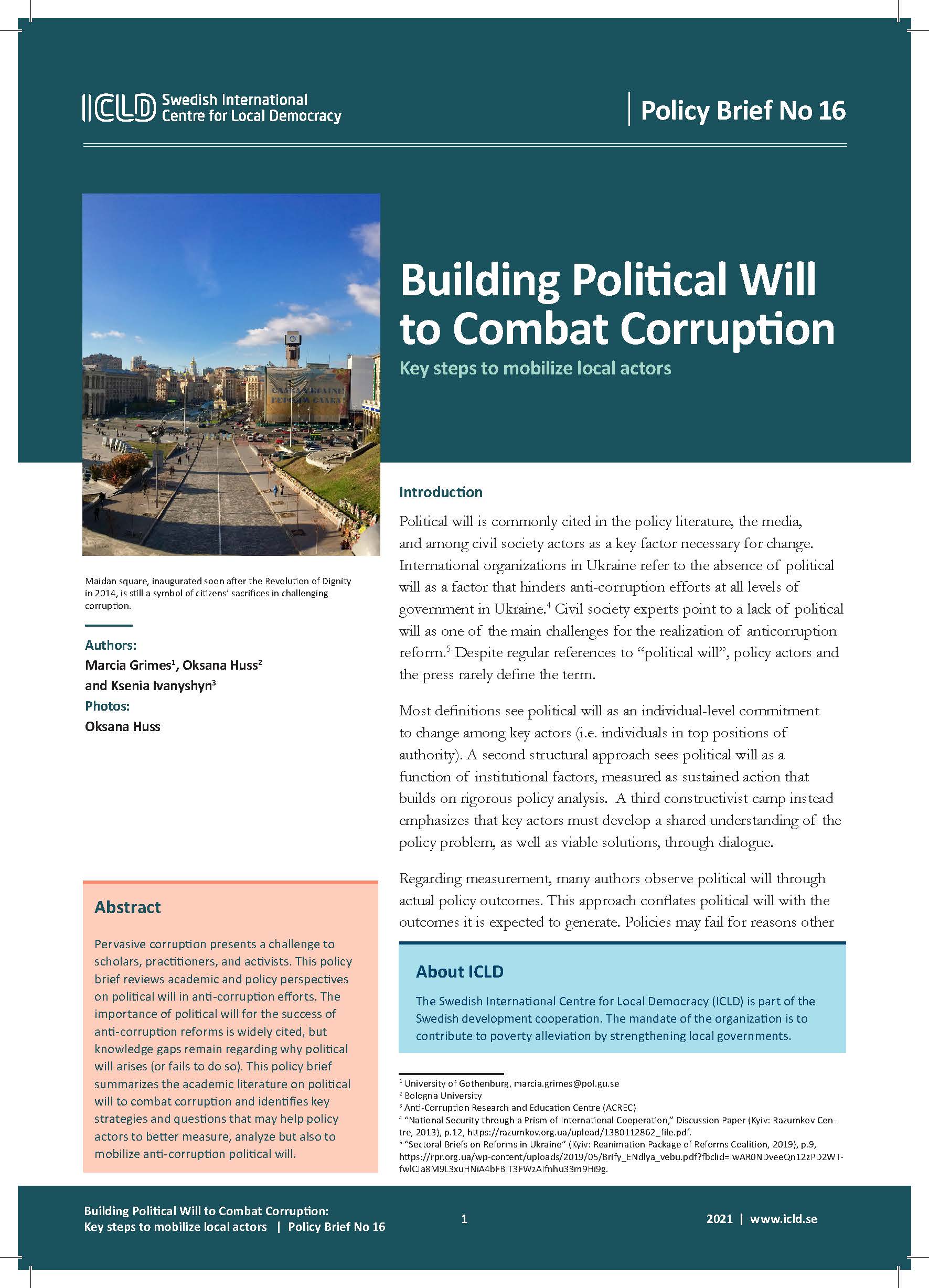 Building Political Will to Combat Corruption