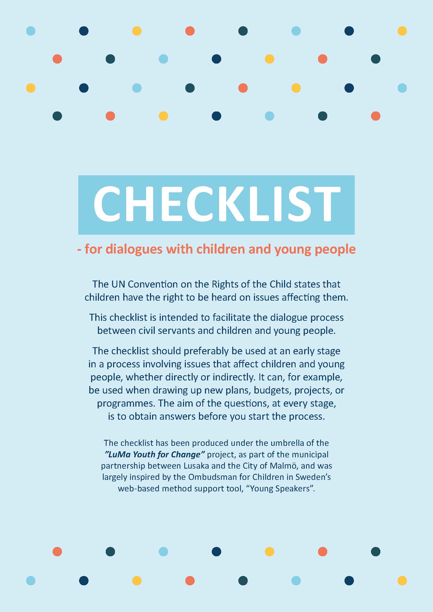 Checklist for dialogue with children and young people