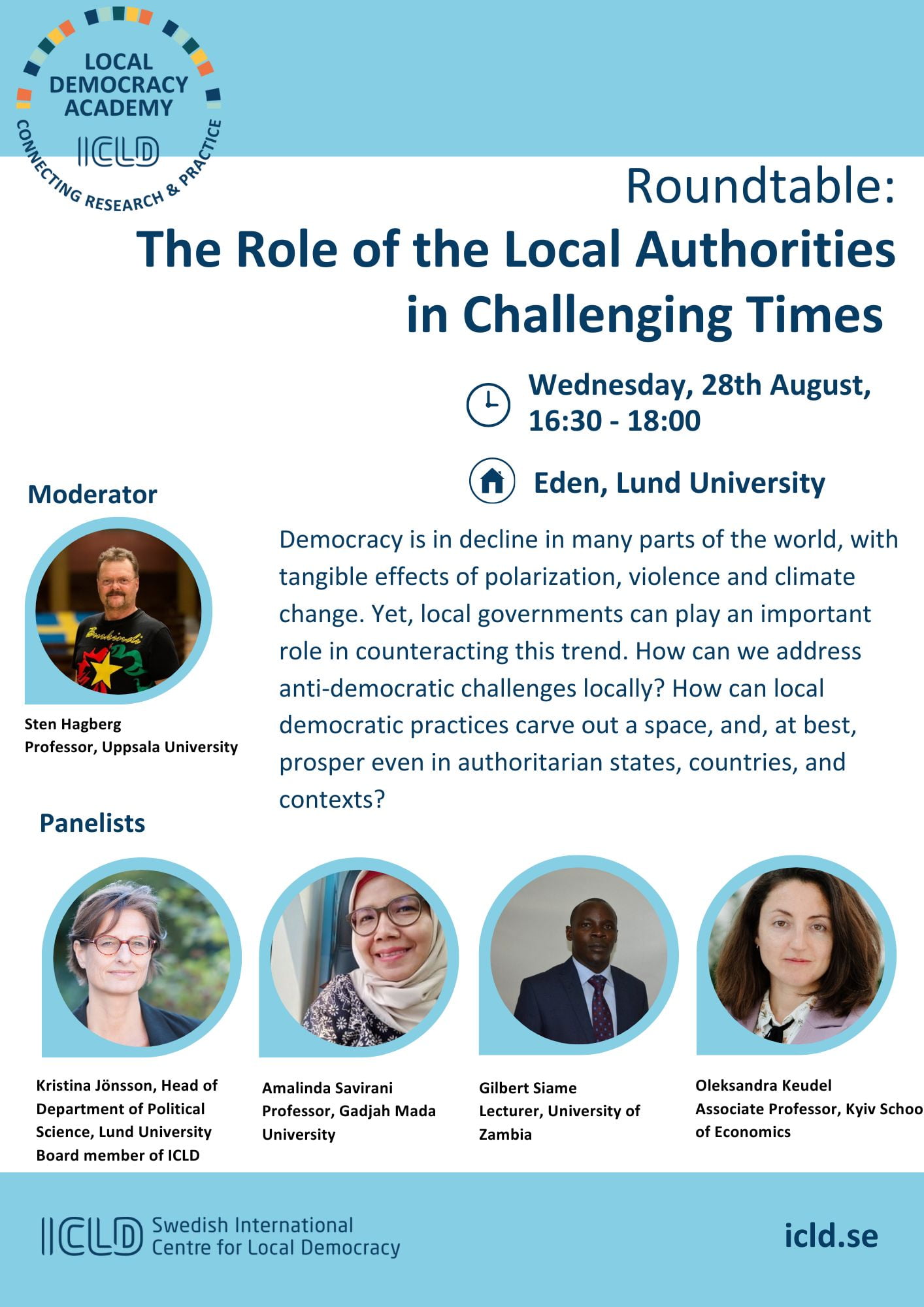 Roundtable: The Role of the Local Authorities in Challenging Times